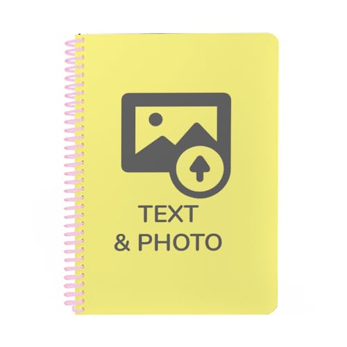 Wanapix | Heft A4 bedrucken | Enthält 100 karierte Blätter à 80 g | 250 g Cover personalisiert mit Foto, Logos, Texten oder Designs | Notizbuch mit Rosa Spirale | 100% Personalisierbar von Wanapix