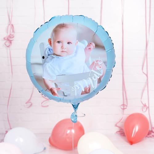 Wanapix | Luftballons Bedrucken | Folienballon mit Foto und Text | Luftballons Geburtstag Deko | Helium Ballons | 45 cm | Blau von Wanapix