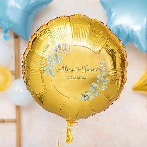 Wanapix | Luftballons Bedrucken | Folienballon mit Foto und Text | Luftballons Geburtstag Deko | Helium Ballons | 45 cm | Gold von Wanapix