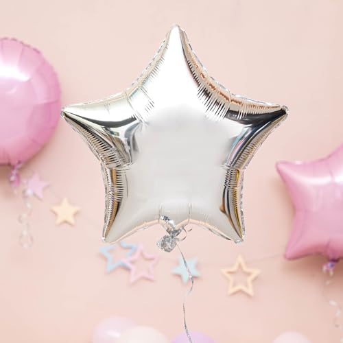 Wanapix | Sternballon Bedrucken | Folienballon mit Foto und Text | Luftballons Geburtstag Deko | Helium Ballons | 49 cm | Silber von Wanapix