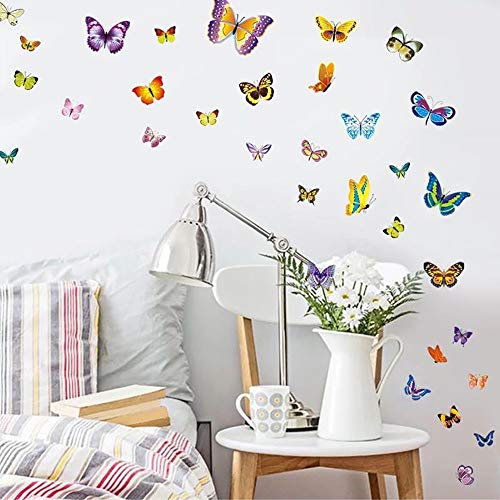 WandSticker4U®- 100 bunte SCHMETTERLINGE zum Kleben I Wandtattoo Butterfly Dekoration Frühling Wandaufkleber Kinder Baby Basteln I Wand Deko für Kinderzimmer Möbel Fenster Sticker von WandSticker4U