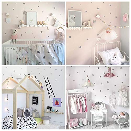 WandSticker4U®- 82x Wandtattoo STERNE in Silber I Wandsticker Kinderzimmer Sterne Aufkleber Kinder I Wand Deko Sternenhimmel Schwarz/Silber/Gold für Wände und Möbel (B. Sterne: Silber) von WandSticker4U