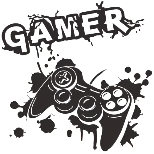 WandSticker4U®- Wandtattoo GAMER mit CONTROLLER in Schwarz (57x55 cm) I Gaming Wandtattoo Jugendzimmer Junge Teenager I Wandsticker Spielzimmer Gaming Zimmer Deko COOL von WandSticker4U