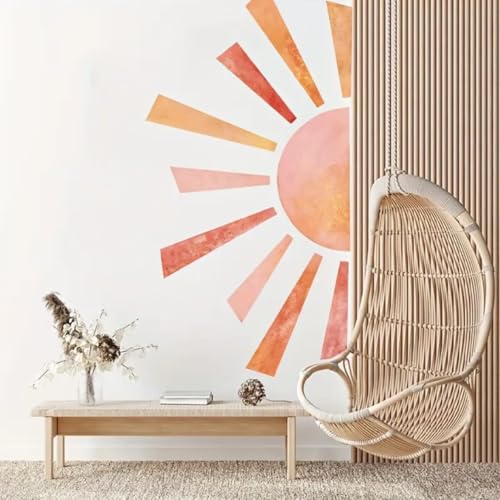 WandSticker4U®- Wandtattoo SONNE I Wandbild: 93x53 cm I Wandsticker Frühling Sommer Sonnenstrahlen Orange Gelb I Wand Deko Aufkleber für Wohnzimmer Schlafzimmer Kinderzimmer Flur Küche Bad von WandSticker4U