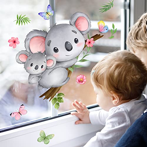 WandSticker4U®- Fensterbilder Frühling Kinder KOALA wiederverwendbar I Fenster Aufkleber Fenstersticker Kinderzimmer Tiere Mädchen & Junge I Fensterdeko selbstklebend Baby von WandSticker4U