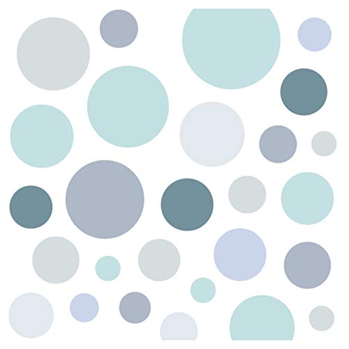 Little Deco Wandsticker 86 Punkte Kinderzimmer Junge Kreise | Mint grau blau | viele Farben Wandtattoo Klebepunkte Wandaufkleber Dots bunt DL390 von Wandaro