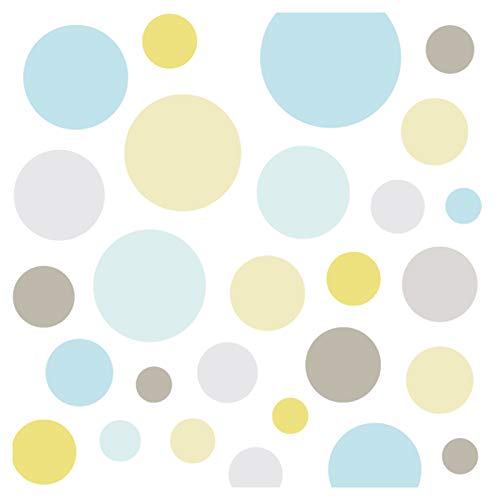 Little Deco Wandsticker 86 Punkte Kinderzimmer Junge Kreise | blau grau gelb | viele Farben Wandtattoo Klebepunkte Wandaufkleber Dots bunt DL390 von Wandaro