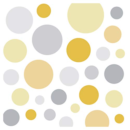 Little Deco Wandsticker 86 Punkte Kinderzimmer Junge Kreise | gelb grau | viele Farben Wandtattoo Klebepunkte Wandaufkleber Dots bunt DL390 von Wandaro