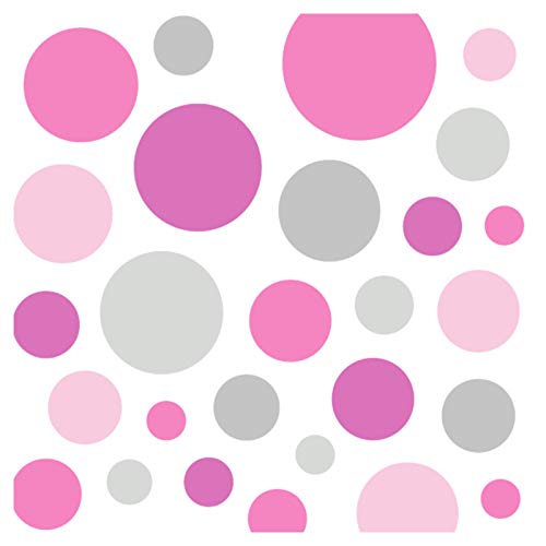 Little Deco Wandsticker 86 Punkte Kinderzimmer Mädchen Kreise | pink rosa grau | viele Farben Wandtattoo Klebepunkte Wandaufkleber Dots bunt DL390 von Wandaro
