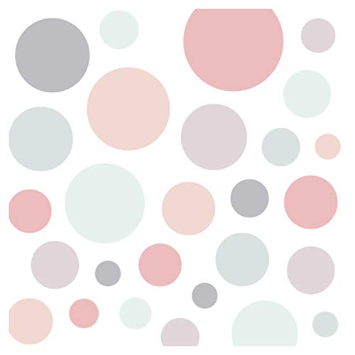 Little Deco Wandsticker 86 Punkte Kinderzimmer Mädchen Kreise | rosa grau Mint | viele Farben Wandtattoo Klebepunkte Wandaufkleber Dots bunt DL390 von Wandaro