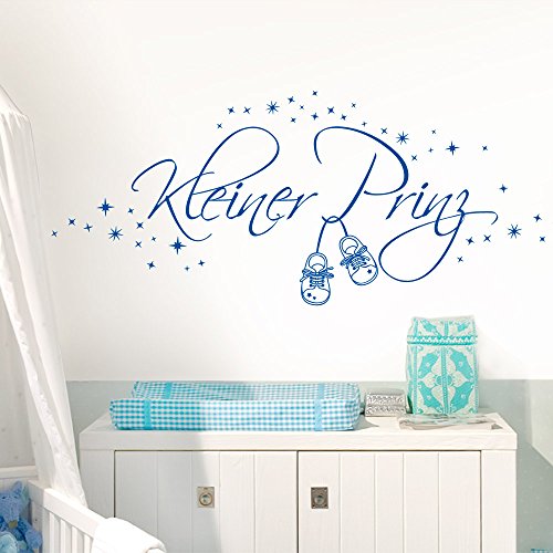 Wandaro Wandtattoo Kinder Sterne Kleiner Prinz I azurblau (BxH) 100 x 37 cm I Kinderzimmer Babyzimmer Jungen Aufkleber Wandsticker Wandaufkleber Buchstaben E034 von Wandaro