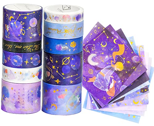 Wandefol Washi Tape, 10 Rolls Dekoratives Klebeband mit 10 Stickerbögen, Bronzing Washi Tape, Masking Tape für Basteln, Scrapbooking, Geschenkverpackungen, DIY, Hefte, Kalender. Wandefol Washi Tape, 10 Rolls Dekoratives Klebeband mit 10 Stickerbögen, Bronzing Washi Tape, Masking Tape für Basteln, Scrapbooking, Geschenkverpackungen, DIY, Hefte, Kalender. von Wandefol