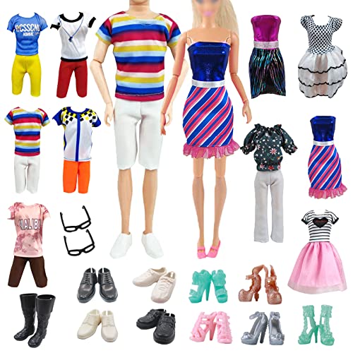 18 Stück Puppen Kleidung und Zubehör Kompatibel mit Barbie Kompatibel mit Ken, 10 Kleidersets, 3 Herrenschuhe, 3 High Heels, 2 Brillen Zufälliger Stil für 11.5 Zoll Mädchen Puppen 18 Stück Puppen Kleidung und Zubehör Kompatibel mit Barbie Kompatibel mit Ken, 10 Kleidersets, 3 Herrenschuhe, 3 High Heels, 2 Brillen Zufälliger Stil für 11.5 Zoll Mädchen Puppen von WanderGo