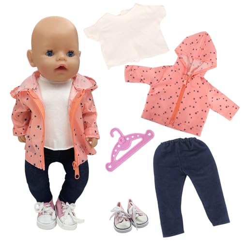 Puppenkleidung 35-43 cm, 5 Stück Puppen Outfits mit Jacke, T-Shirt, Hose, Schuhe & Kleiderbügel, Kleidung Zubehör für Babypuppen Jungen Mädchen Geschenke Puppenkleidung 35-43 cm, 5 Stück Puppen Outfits mit Jacke, T-Shirt, Hose, Schuhe & Kleiderbügel, Kleidung Zubehör für Babypuppen Jungen Mädchen Geschenke von WanderGo