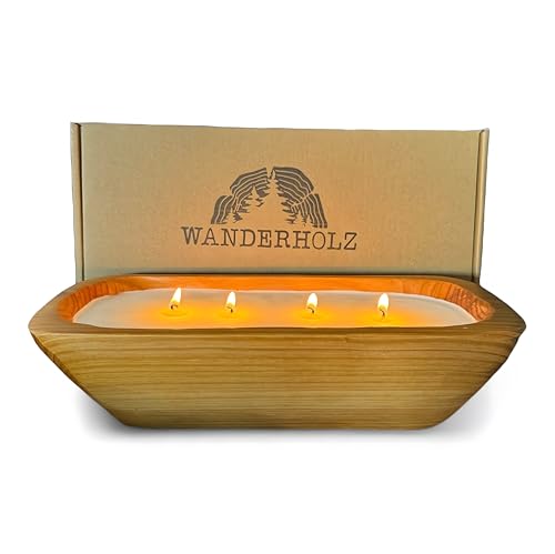 Wanderholz Sojawachskerze in einer Zedernholz Holzschale - Nachhaltige Mehrdochtkerze mit Sojawachs Vierdochtkerze Kerzenwachs Sojakerze Kerzen Geschenk Groß Deko Wohnzimmer Kerze Dekoration Modern Wanderholz Sojawachskerze in einer Zedernholz Holzschale - Nachhaltige Mehrdochtkerze mit Sojawachs Vierdochtkerze Kerzenwachs Sojakerze Kerzen Geschenk Groß Deko Wohnzimmer Kerze Dekoration Modern von Wanderholz