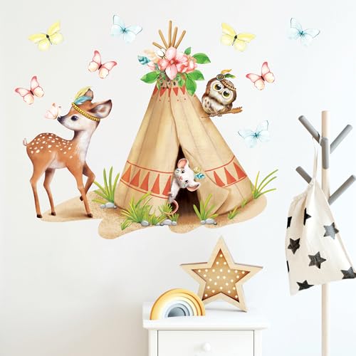 Wandtattoo Kinderzimmer Tipi Indianer Reh Zelt Eule Schmetterlinge Dekoration Babyzimmer, 35 cm x 47 cm Bogen Wandtattoo Kinderzimmer Tipi Indianer Reh Zelt Eule Schmetterlinge Dekoration Babyzimmer, 35 cm x 47 cm Bogen von Wandtattoo Loft