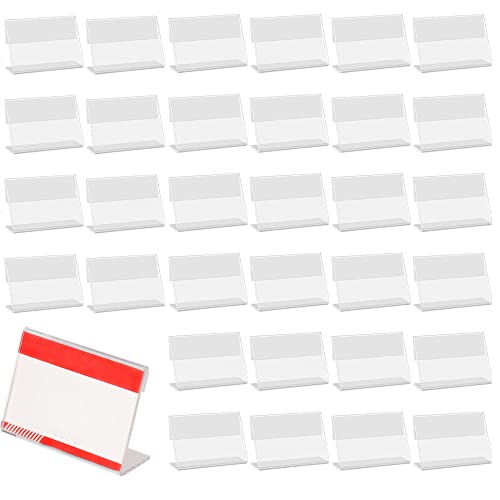 Acryl Etikettenhalter 40Pcs 6 x 4 cm Acryl Tischnamensschild Tischaufsteller Mini Schild Display Acryl Namenskarten Halter Visitenkarten-Display von Wanfoou