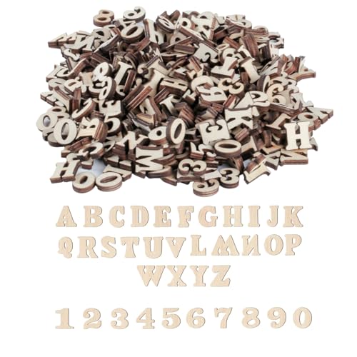 400 Stück 15mm Kleine Holzbuchstaben zum Basteln und Holzzahlen: 200 STK Holz Buchstaben(A-Z) & 200 Holz Zahlen(0-9), für DIY Handwerk Home Hochzeit Party Dekoration von WangChaoJiu