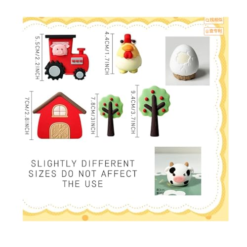 Bauernhof Geburtstag Deko, 7 teilige Tortendekoration Set mit Traktor, Kuh, Häuschen und mehr, perfekt für Kindergeburtstag und DIY Kuchen, Bauernhof Deko, bunt und kindgerecht von WangVipfei