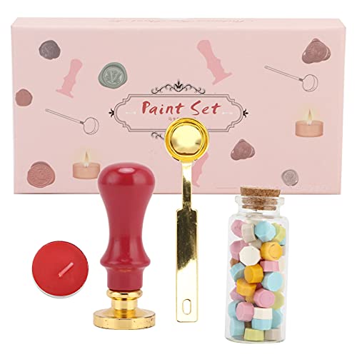 WAX SEAL STEFT KIT DUID PATROON MACARON Farbe Diy Classic Dichtungsset für Umschläge Einladungen Hochzeit Verschönerung (Różowy długi uchwyt Box-Zhu Danhong) von Wangcmcol