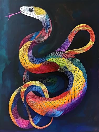 Farbe Schlange Malen Nach Zahlen Kinder, Bastelset Erwachsene Frauen Paint by Numbers, DIY Faltenfreie Leinwand, mit Pinseln und Acrylpigment-Kunstwerk Set, Zimmer Deko Mädchen Geschenk 20x30cm W-536 von Wangdoud