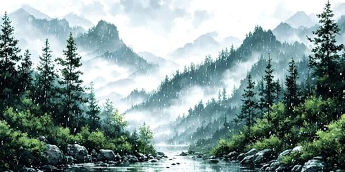 Malen Nach Zahlen Berg Landschaft, Malen Nach Zahlen Kinder ab 5, DIY Faltenfreie Leinwand, Kreativ set für Erwachsene, Mit Pinseln und Ölgemälde Acrylfarbe, Zimmer Deko Geschenk Mädchen 40x80cm L-482 von Wangdoud
