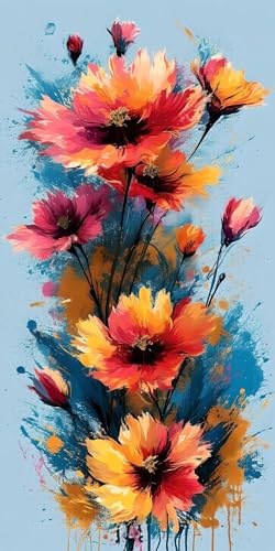 Malen Nach Zahlen Farbe Blume, Groß XXL Malen Nach Zahlen Erwachsene, DIY Kinder Handgemalt öLgemäLde Kit, mit 3- Pinseln und Senior Acrylpigment-Kunstwerk Set, Home Decor Ohne Rahmen 40x80cm L-503 von Wangdoud