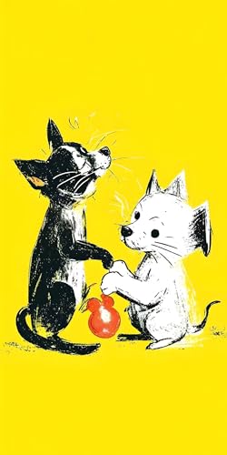 Malen Nach Zahlen Katze Hund, Groß XXL Malen Nach Zahlen Erwachsene, DIY Kinder Handgemalt öLgemäLde Kit, mit 3- Pinseln und Senior Acrylpigment-Kunstwerk Set, Home Decor Ohne Rahmen 50x100cm L-944 von Wangdoud