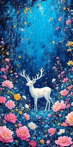 Malen Nach Zahlen Reh Wald, Groß XXL Malen Nach Zahlen Erwachsene, DIY Kinder Handgemalt öLgemäLde Kit, mit Pinseln und Senior Acrylpigment-Kunstwerk Set, Home Wand Decor (Ohne Rahmen) 50x100cm L-966 von Wangdoud
