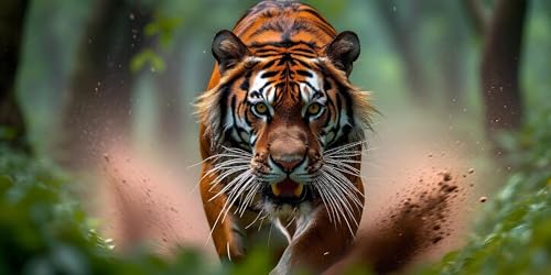 Malen Nach Zahlen Wald Tiger, Groß XXL Malen Nach Zahlen Erwachsene, DIY Kinder Handgemalt öLgemäLde Kit, mit 3- Pinseln und Senior Acrylpigment-Kunstwerk Set, Home Decor Ohne Rahmen 40x80cm L-471 von Wangdoud
