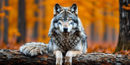 Malen Nach Zahlen Wald Wolf, Malen Nach Zahlen Kinder ab 5, DIY Faltenfreie Leinwand, Kreativ set für Erwachsene, Mit Pinseln und Ölgemälde Acrylfarbe, Zimmer Deko Geschenk Mädchen 40x80cm L-476 von Wangdoud
