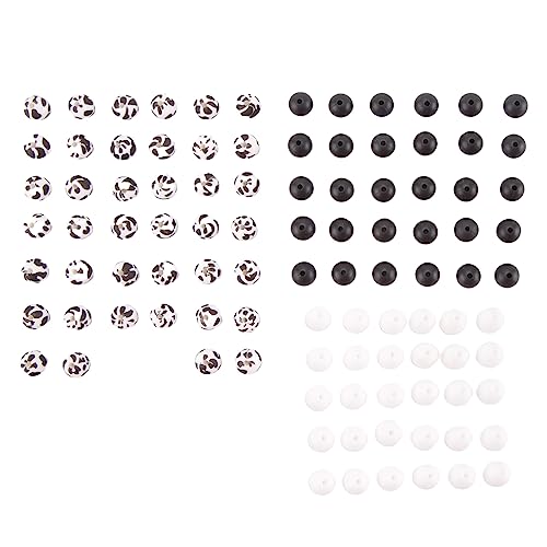 Wanjorlay Silikonperlen, 100 Stück, 12 mm, Kuh aus Silikon, runde Perlen, lose Silikonperlen, für die Herstellung von Schlüsselanhänger, Basteln von Wanjorlay