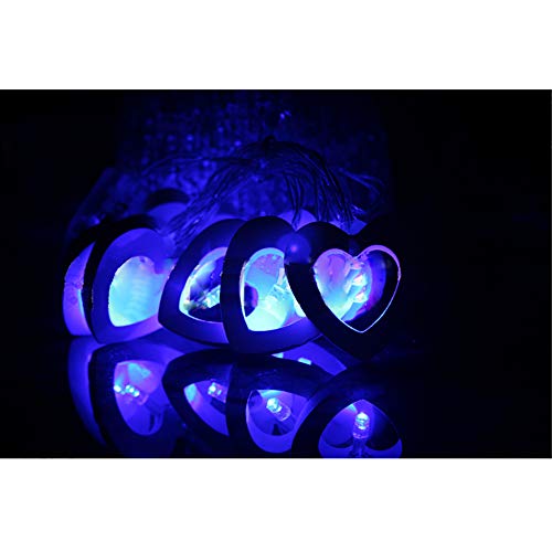 Wankd 1,5M 10 LED Lichterkette Herzen Batterie Lichterkette Herz Blau Dekoration Lichterkette Stimmungslichter für Party, Weihnachten von Wankd