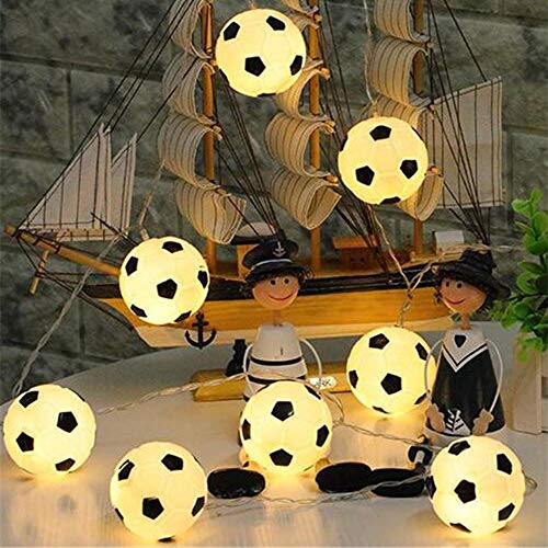 Wankd Fußball Lampion Lichterkette mit 20 LED’s, Batteriebetrieben Warmweiß Fußball String Lichter für Themenparty, Inneneinrichtung, Geschenke, Festival (2M) von Wankd