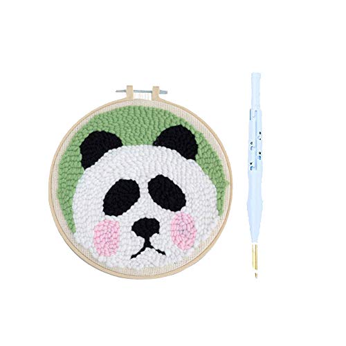 Wankd Stickerei Set, Stickpackung Panda Stickbild Sticken Kreuzstich Stickerei Stricken Basteln Handarbeit Stickset für Kinder, With Punch needle (Panda) von Wankd