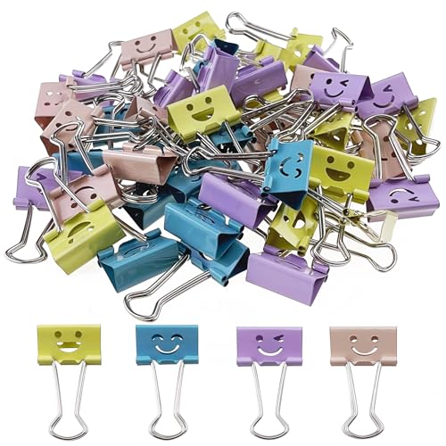 Wankko Niedliche Binder-Clips (25 mm), 48 Stück, farbige Binder-Clips, mittlere Größe, farbige Binder-Clips, Büroklammern, Binder-Clips, Büroklammern von Wankko