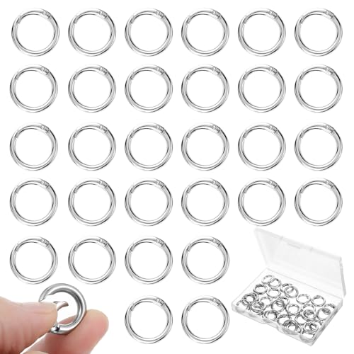 Wanmu 30 Stück Metall-O-Ringe, Charm-Verschluss, runder Schnappverschluss, Schlüsselanhänger, kleiner Karabiner-Clip, Schlüsselanhänger für Tasche, Geldbörse, Handtasche von Wanmu