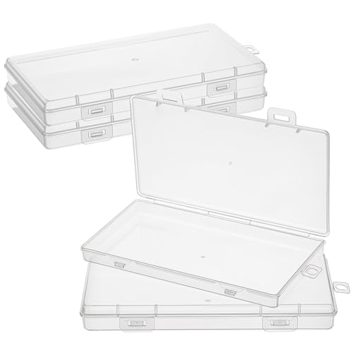Wanmu 4er Set Aufbewahrungsboxen, klare Kunststoffperlen, Aufbewahrungsbehälter Box, Rechteckige Transparente Kunststoff-Aufbewahrungsbehälter mit Scharnierdeckel für das Sammeln von Kleinteilen von Wanmu