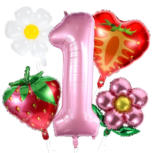 Wanmu 5 Stück luftballon Geburtstag Erdbeer, 40 Zoll 1 Jahr Mädchen Berry Luftballon Deko, Erdbeer Number 1 Heliumballons mit Gänseblümchen Folienballon für Mädchen Geburtstagdeko Party Dekorationen Wanmu 5 Stück luftballon Geburtstag Erdbeer, 40 Zoll 1 Jahr Mädchen Berry Luftballon Deko, Erdbeer Number 1 Heliumballons mit Gänseblümchen Folienballon für Mädchen Geburtstagdeko Party Dekorationen von Wanmu