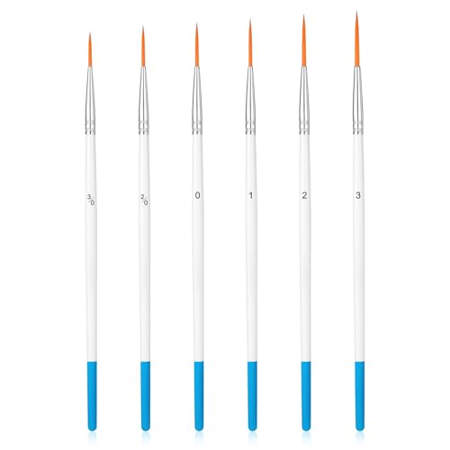 Wanmu 6 Stück Rigger Brush Set, Feine Liner-Pinsel von feinen Langen Linien zum Malen, Winzige Detailpinsel mit Feiner Spitze für Acryl-, Aquarell-, Öl- und Gouache-Malerei Nagel-Detailmalerei (Blau) von Wanmu