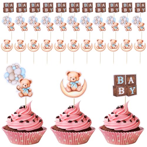 Wanmu Cupcake-Topper für Babypartys, 36 Stück, Baby-Bär-Thema, Babybär-Kuchendekorationen, Dschungeltier-Thema, Babyparty, Geburtstagsparty, Kuchendekoration, Babyparty-Geburtstagszubehör Wanmu Cupcake-Topper für Babypartys, 36 Stück, Baby-Bär-Thema, Babybär-Kuchendekorationen, Dschungeltier-Thema, Babyparty, Geburtstagsparty, Kuchendekoration, Babyparty-Geburtstagszubehör von Wanmu