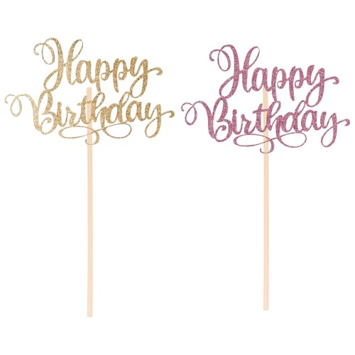 Wanmu Happy Birthday Tortenaufsätze, glitzerndes Happy Birthday Kuchenschild, Kuchendekorationen für Frauen, Glirs, Jubiläumsfeier, Roségold, goldfarben, 2 Stück Wanmu Happy Birthday Tortenaufsätze, glitzerndes Happy Birthday Kuchenschild, Kuchendekorationen für Frauen, Glirs, Jubiläumsfeier, Roségold, goldfarben, 2 Stück von Wanmu