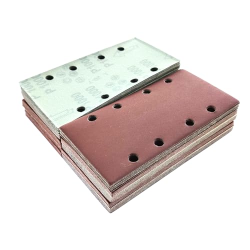 Wanmutrun 93x185mm Schleifblatt Set 100Stück Körnung 1000, 8Loch Schleifpapier Klett für Schwingschleifer Polieren von Holz Metall und Farbe Wanmutrun 93x185mm Schleifblatt Set 100Stück Körnung 1000, 8Loch Schleifpapier Klett für Schwingschleifer Polieren von Holz Metall und Farbe von Wanmutrun