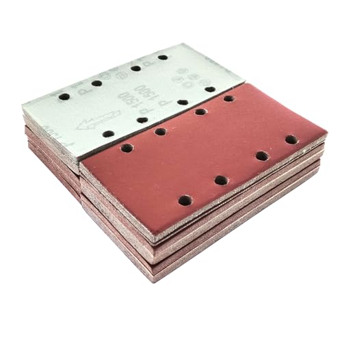 Wanmutrun 93x185mm Schleifblatt Set 100Stück Körnung 1500, 8Loch Schleifpapier Klett für Schwingschleifer Polieren von Holz Metall und Farbe von Wanmutrun