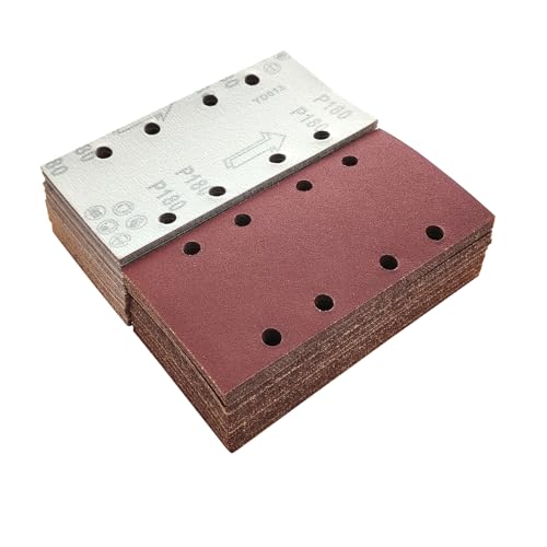 Wanmutrun 93x185mm Schleifblatt Set 100Stück Körnung 180, 8Loch Schleifpapier Klett für Schwingschleifer Polieren von Holz Metall und Farbe Wanmutrun 93x185mm Schleifblatt Set 100Stück Körnung 180, 8Loch Schleifpapier Klett für Schwingschleifer Polieren von Holz Metall und Farbe von Wanmutrun