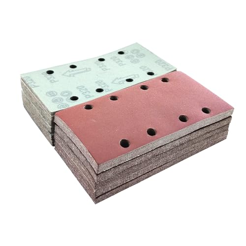 Wanmutrun 93x185mm Schleifblatt Set 100Stück Körnung 320, 8Loch Schleifpapier Klett für Schwingschleifer Polieren von Holz Metall und Farbe Wanmutrun 93x185mm Schleifblatt Set 100Stück Körnung 320, 8Loch Schleifpapier Klett für Schwingschleifer Polieren von Holz Metall und Farbe von Wanmutrun