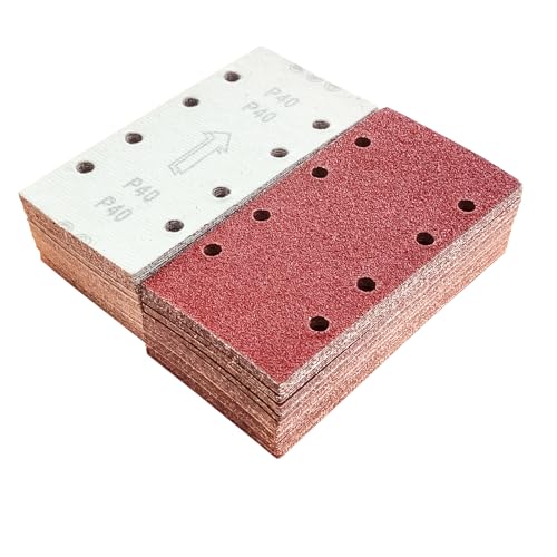 Wanmutrun 93x185mm Schleifblatt Set 100Stück Körnung 40, 8Loch Schleifpapier Klett für Schwingschleifer Polieren von Holz Metall und Farbe Wanmutrun 93x185mm Schleifblatt Set 100Stück Körnung 40, 8Loch Schleifpapier Klett für Schwingschleifer Polieren von Holz Metall und Farbe von Wanmutrun