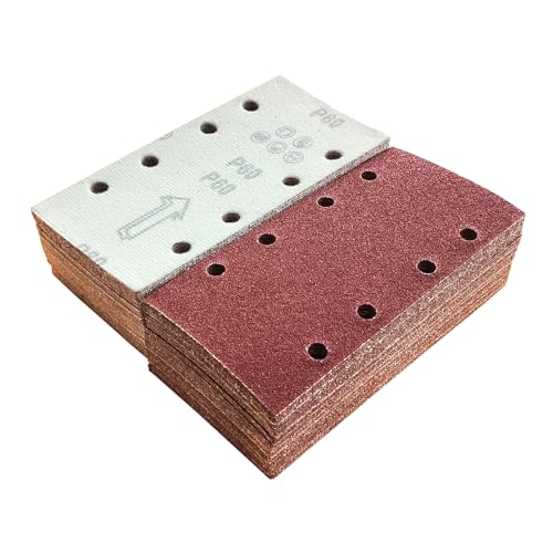 Wanmutrun 93x185mm Schleifblatt Set 100Stück Körnung 60, 8Loch Schleifpapier Klett für Schwingschleifer Polieren von Holz Metall und Farbe Wanmutrun 93x185mm Schleifblatt Set 100Stück Körnung 60, 8Loch Schleifpapier Klett für Schwingschleifer Polieren von Holz Metall und Farbe von Wanmutrun