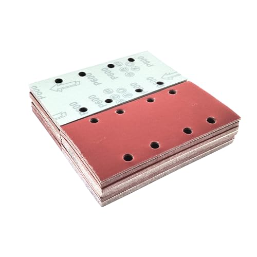 Wanmutrun 93x185mm Schleifblatt Set 100Stück Körnung 600, 8Loch Schleifpapier Klett für Schwingschleifer Polieren von Holz Metall und Farbe Wanmutrun 93x185mm Schleifblatt Set 100Stück Körnung 600, 8Loch Schleifpapier Klett für Schwingschleifer Polieren von Holz Metall und Farbe von Wanmutrun