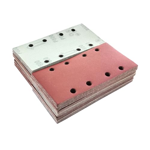 Wanmutrun 93x185mm Schleifblatt Set 100Stück Körnung 800, 8Loch Schleifpapier Klett für Schwingschleifer Polieren von Holz Metall und Farbe Wanmutrun 93x185mm Schleifblatt Set 100Stück Körnung 800, 8Loch Schleifpapier Klett für Schwingschleifer Polieren von Holz Metall und Farbe von Wanmutrun
